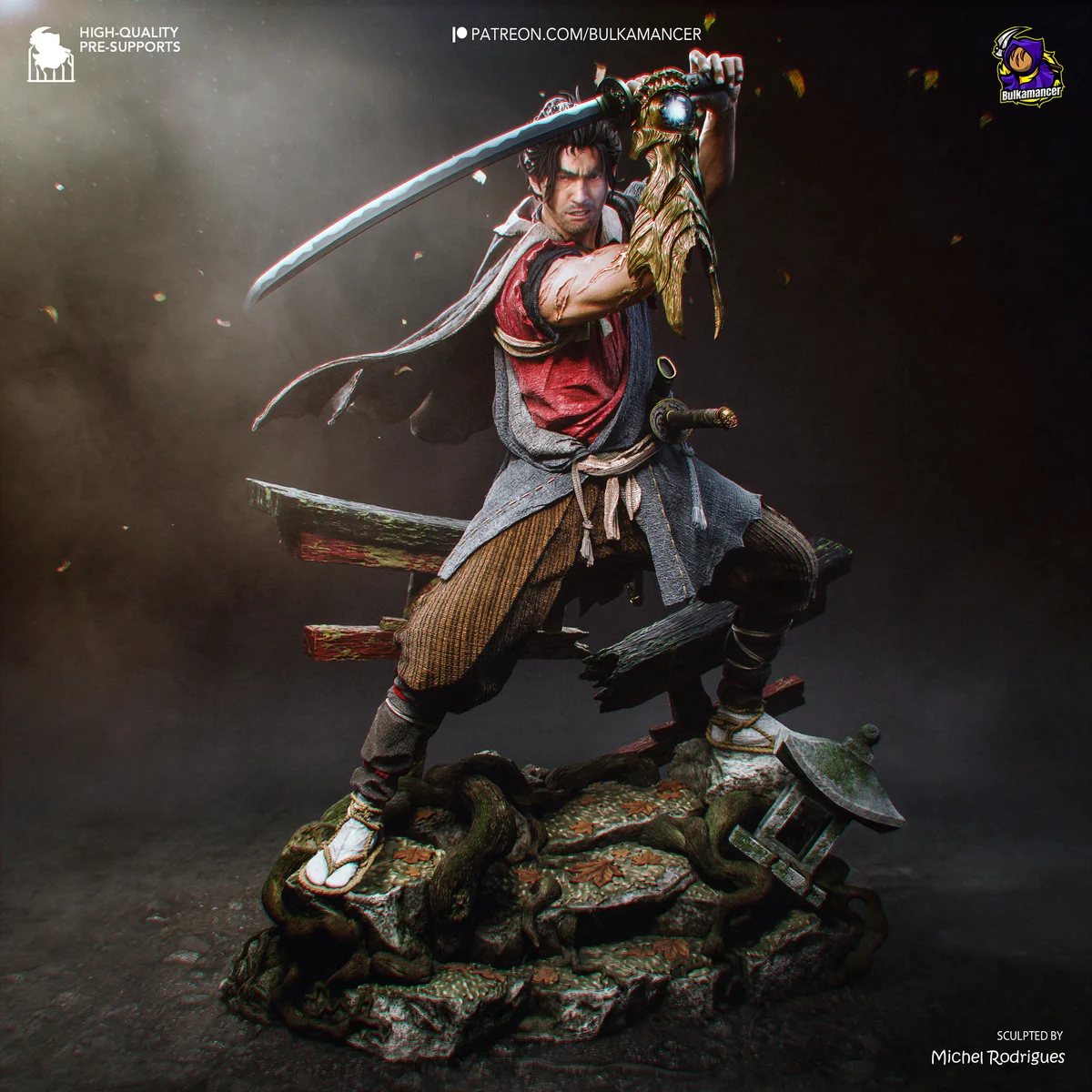 Miyamoto Musashi | Fan Art | 3D Printed Resin Model Garage Kit | *Un-Painted* | Bulkamancer 3