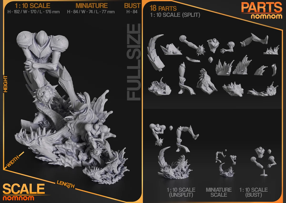 Dark Samus | Fan Art | 3D Printed Resin Model Garage Kit | *Un-Painted* | Nomnom 3