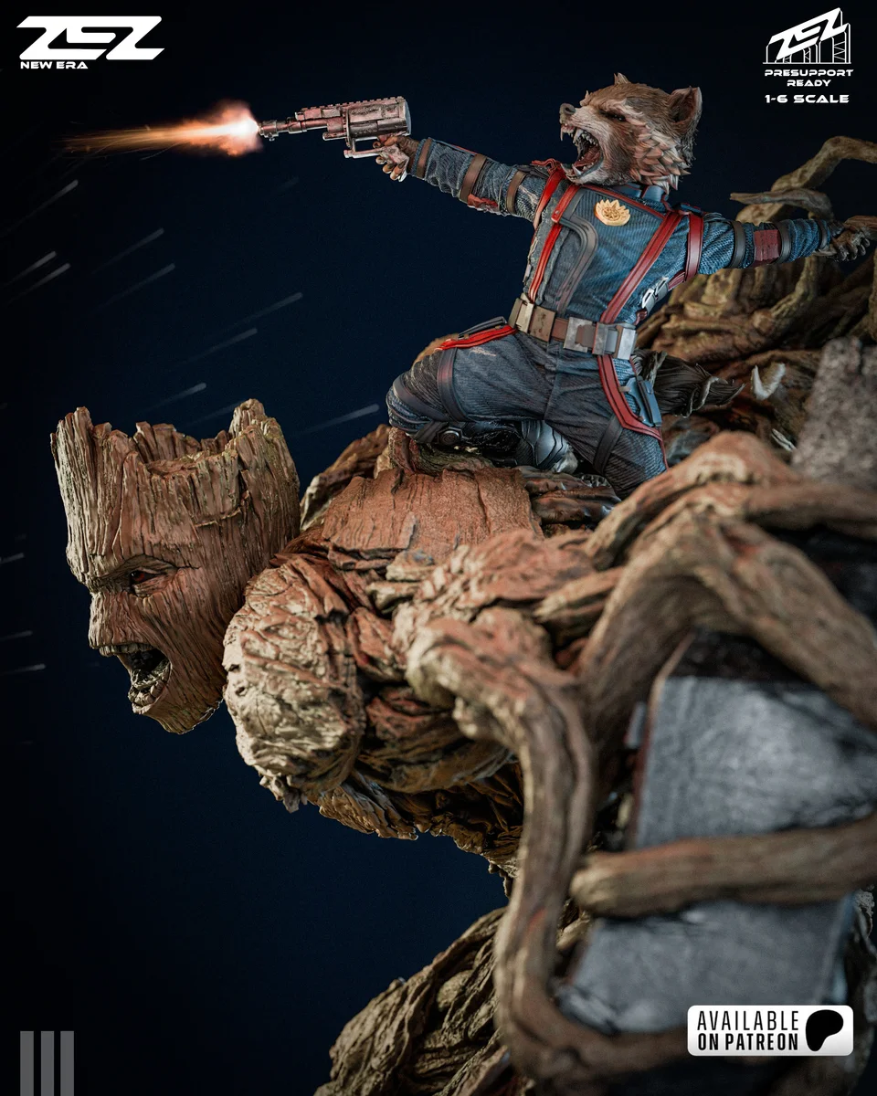 Groot and Rocket Diorama | Fan Art | 3D Printed Resin Model Garage Kit | *Un-Painted* | ZEZ Studio 5