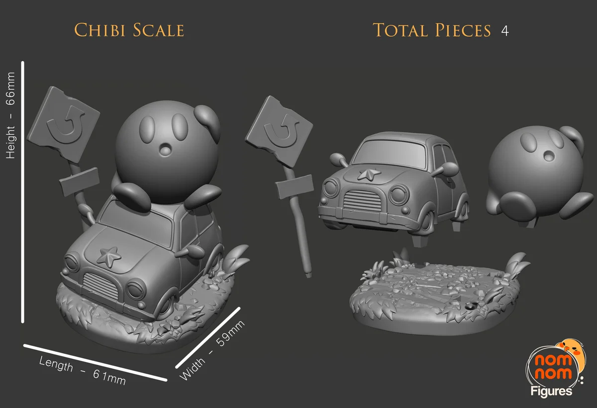 Chibi Kirby | Fan Art | 3D Printed Resin Model Garage Kit | *Un-Painted* | Nomnom 3