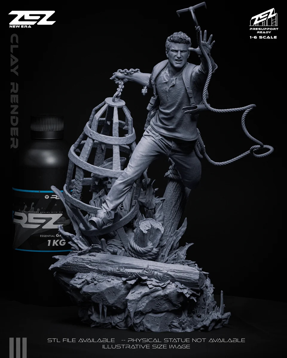 Nathan Drake | Fan Art | 3D Printed Resin Model Garage Kit | *Un-Painted* | ZEZ Studio 9