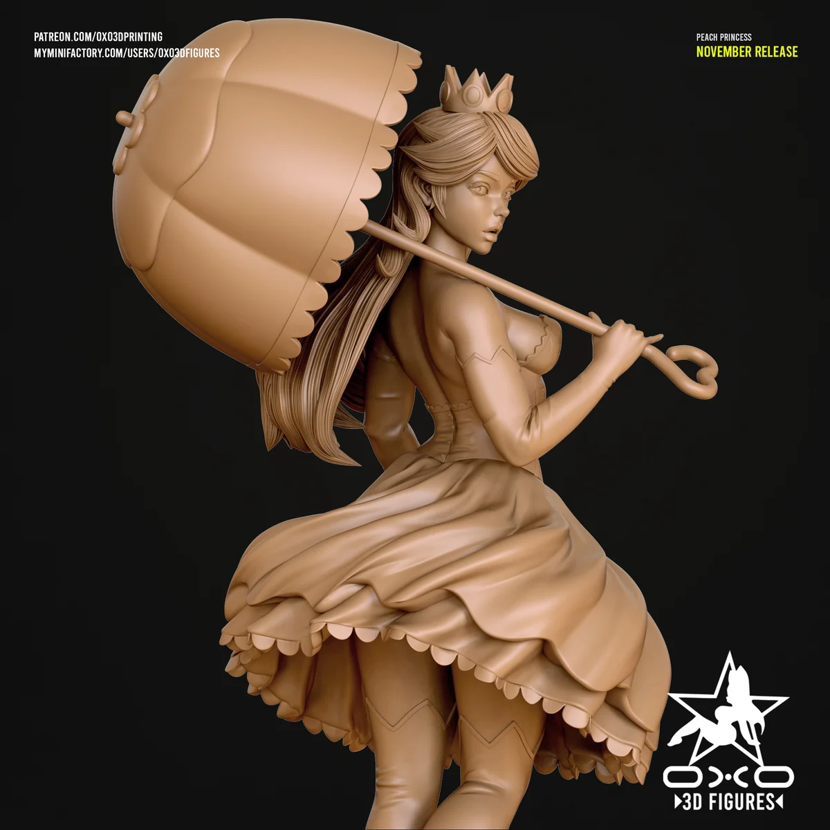 Peach Princess | Fan Art | 3D Printed Resin Model Garage Kit | *Un-Painted* | OXO3D 6