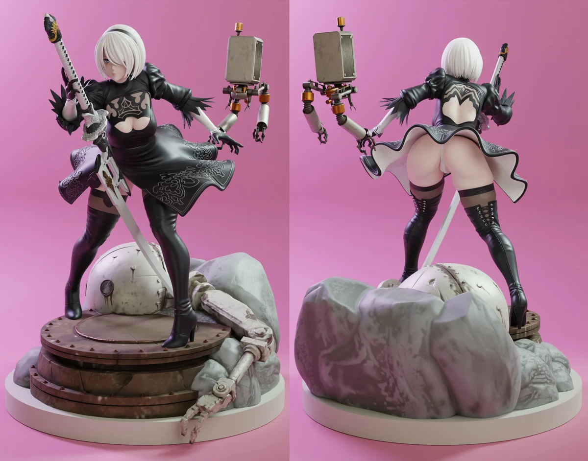2B | Fan Art | 3D Printed Resin Model Garage Kit | *Un-Painted* | KiTNo 4