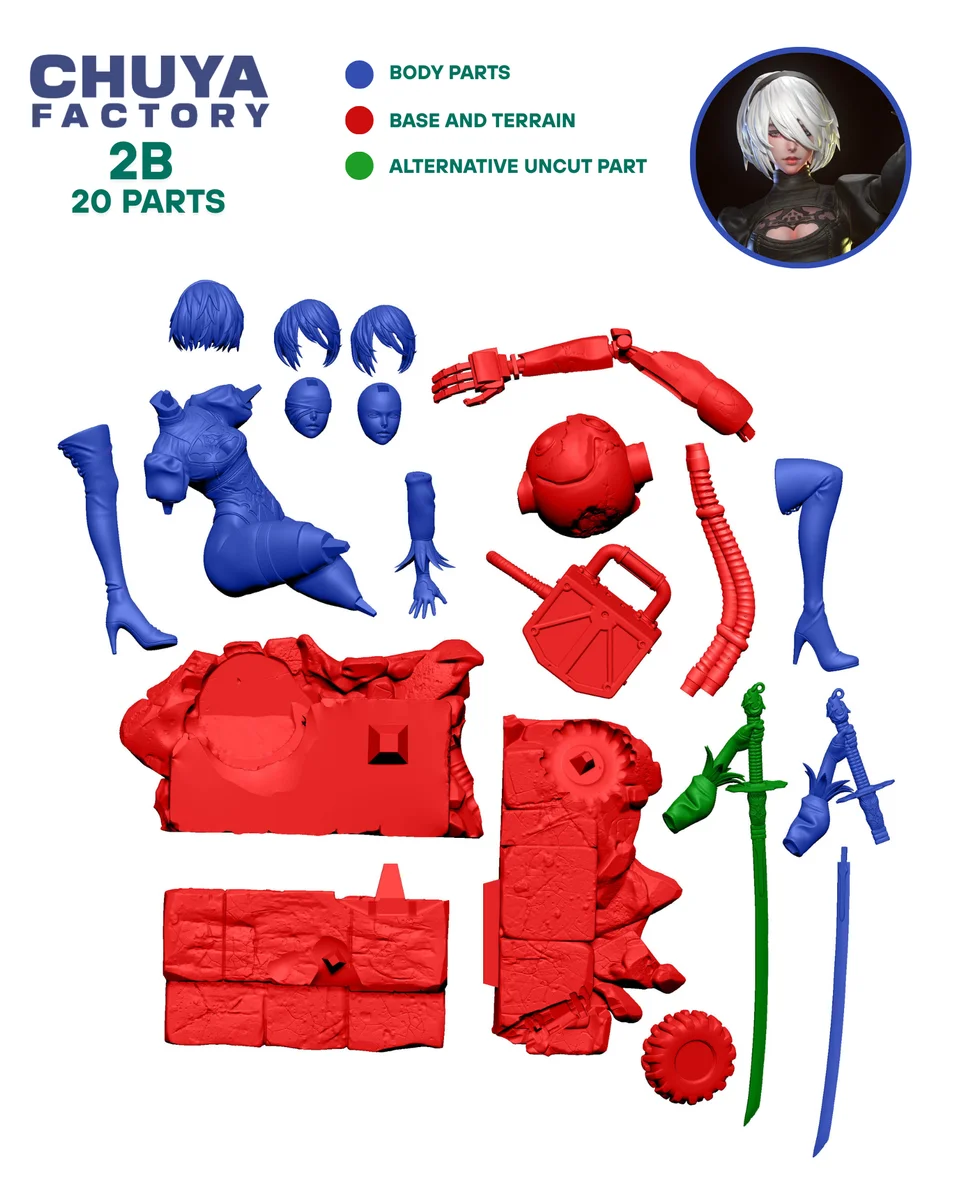 2B | Fan Art | 3D Printed Resin Model Garage Kit | *Un-Painted* | Chuya Factory 18