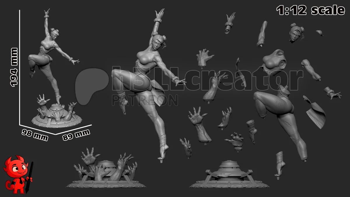 Chun-Li | Fan Art | 3D Printed Resin Model Garage Kit | *Un-Painted* | H3LL Creator 13