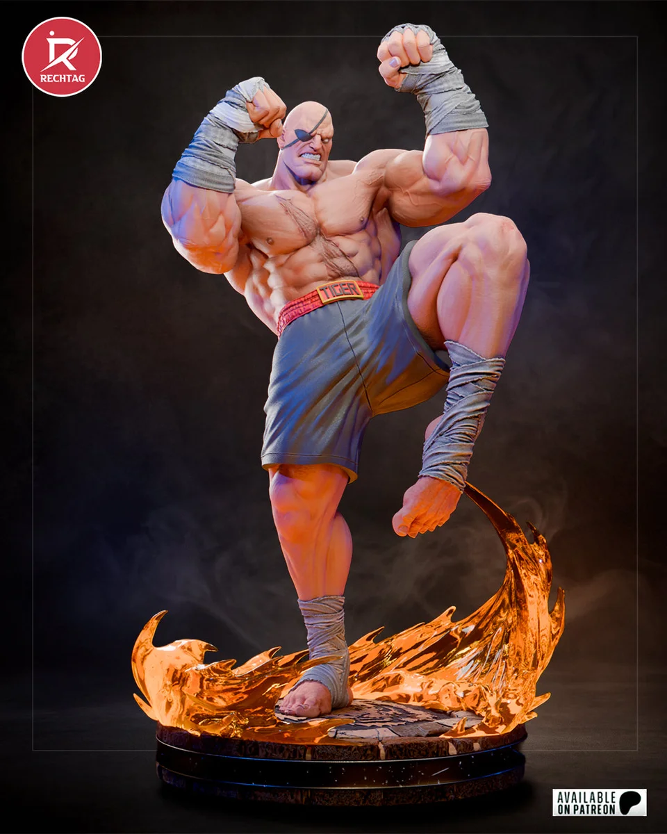 Sagat | Fan Art | 3D Printed Resin Model Garage Kit | *Un-Painted* | Rechtag 4