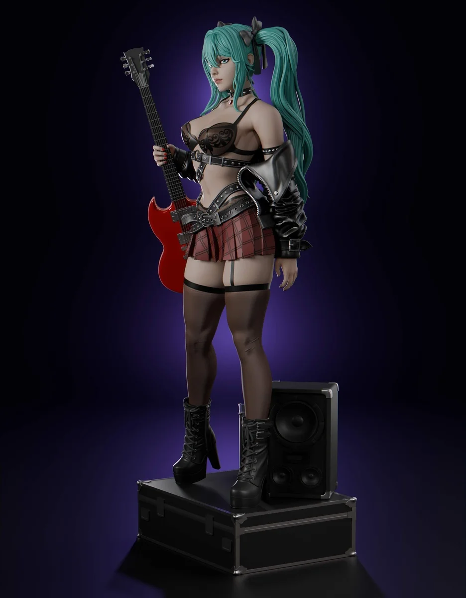Hatsune Miku (Rock ver) | Fan Art | 3D Printed Resin Model Garage Kit | *Un-Painted* | Abe3D 5