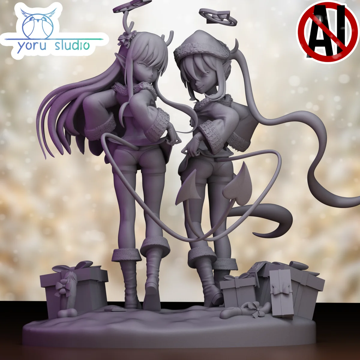 Tachibana Twins xmas | Fan Art | 3D Printed Resin Model Garage Kit | *Un-Painted* | Yoru Studio 5