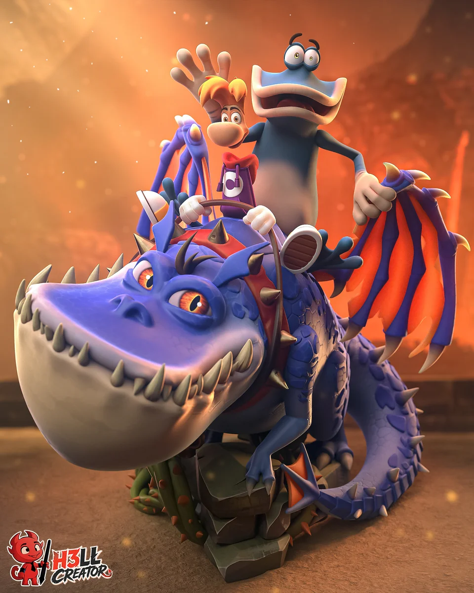 Rayman and Globox | Fan Art | 3D Printed Resin Model Garage Kit | *Un-Painted* | H3LL Creator