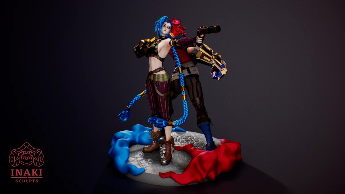 Vi & Jinx | Fan Art | 3D Printed Resin Model Garage Kit | *Un-Painted* | Inaki Sculpts 6