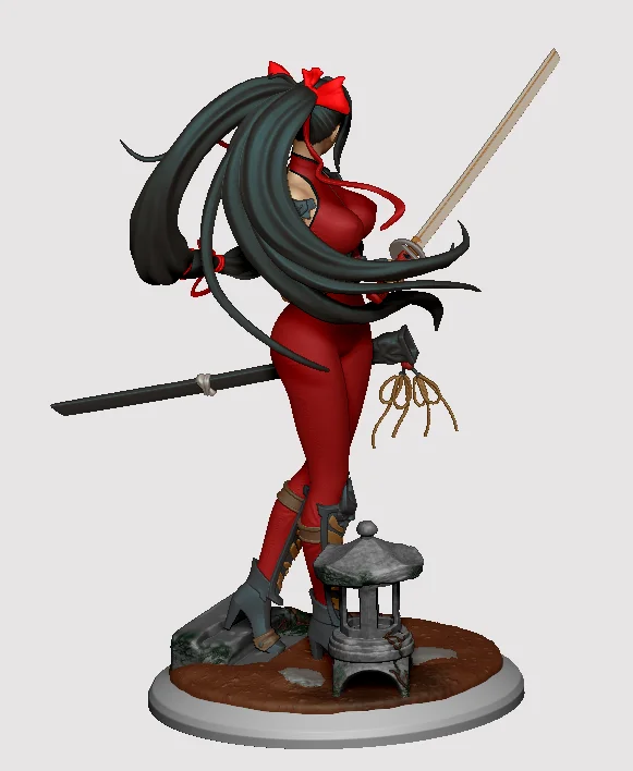 Samurai Girl | Fan Art | 3D Printed Resin Model Garage Kit | *Un-Painted* | Peach Figure 3