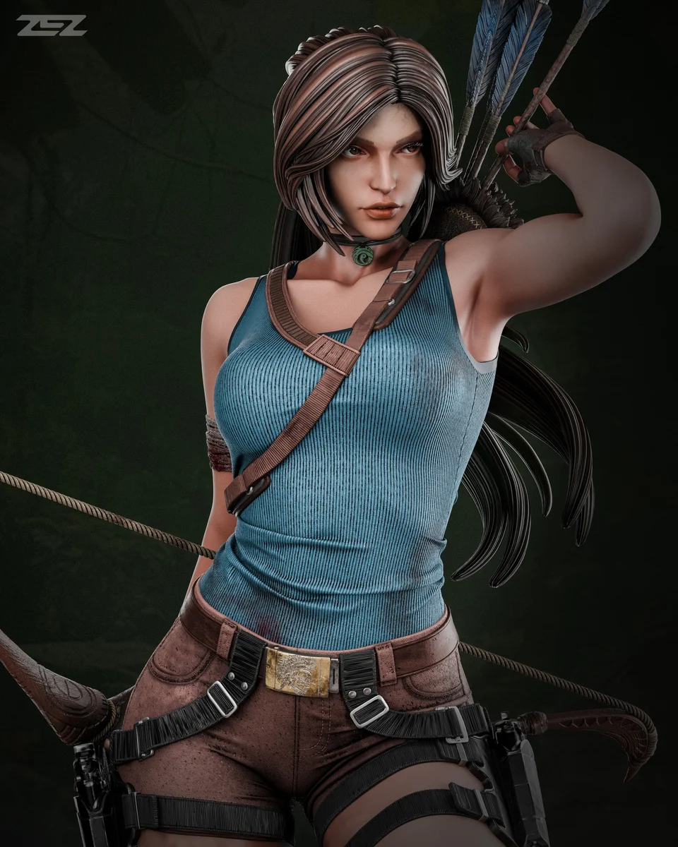 Lara Croft | Fan Art | 3D Printed Resin Model Garage Kit | *Un-Painted* | ZEZ Studio 7