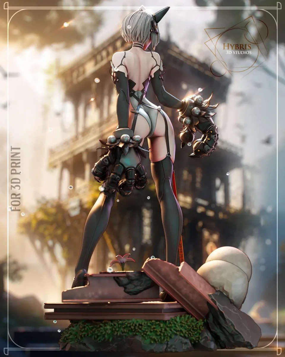 2B Mecha Cat | Fan Art | 3D Printed Resin Model Garage Kit | *Un-Painted* | Hybris Studios 6