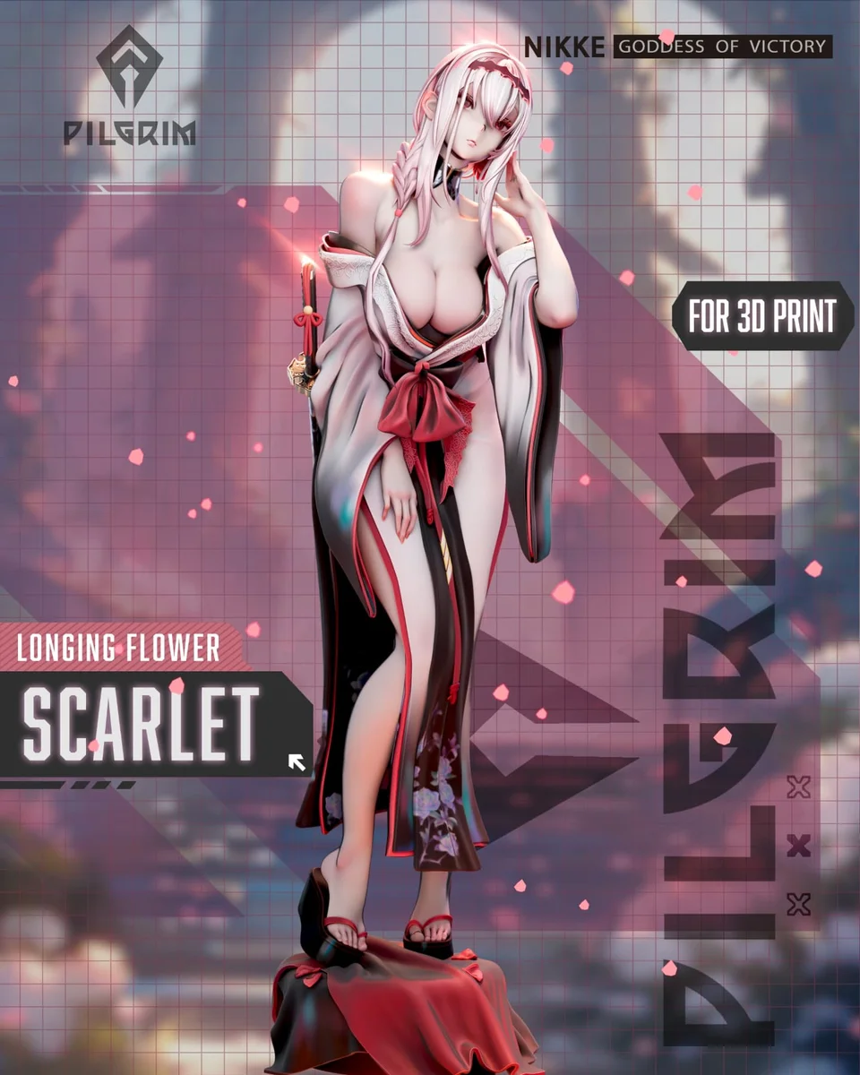 Scarlet (Longing Flower ver) | Fan Art | 3D Printed Resin Model Garage Kit | *Un-Painted* | Hybris Studios 6