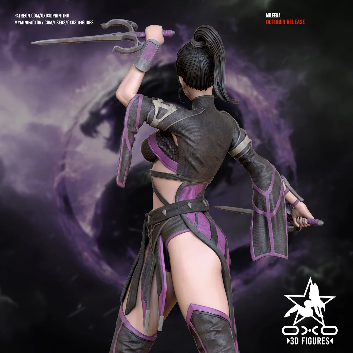 Mileena | Fan Art | 3D Printed Resin Model Garage Kit | *Un-Painted* | OXO3D 3