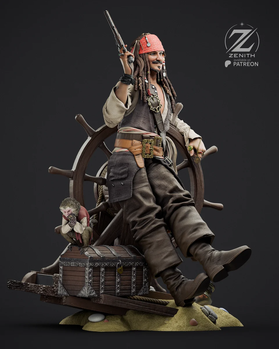 Jack Sparrow | Fan Art | 3D Printed Resin Model Garage Kit | *Un-Painted* | Zenith Studios 3