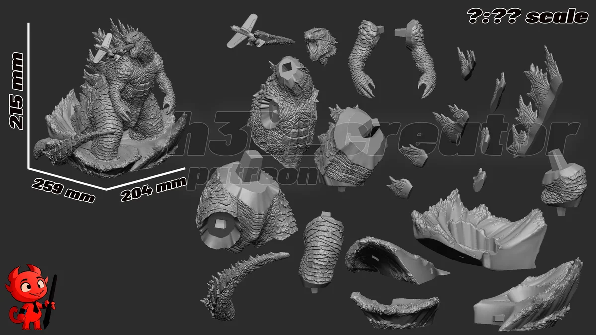 Godzilla | Fan Art | 3D Printed Resin Model Garage Kit | *Un-Painted* | H3LL Creator 13