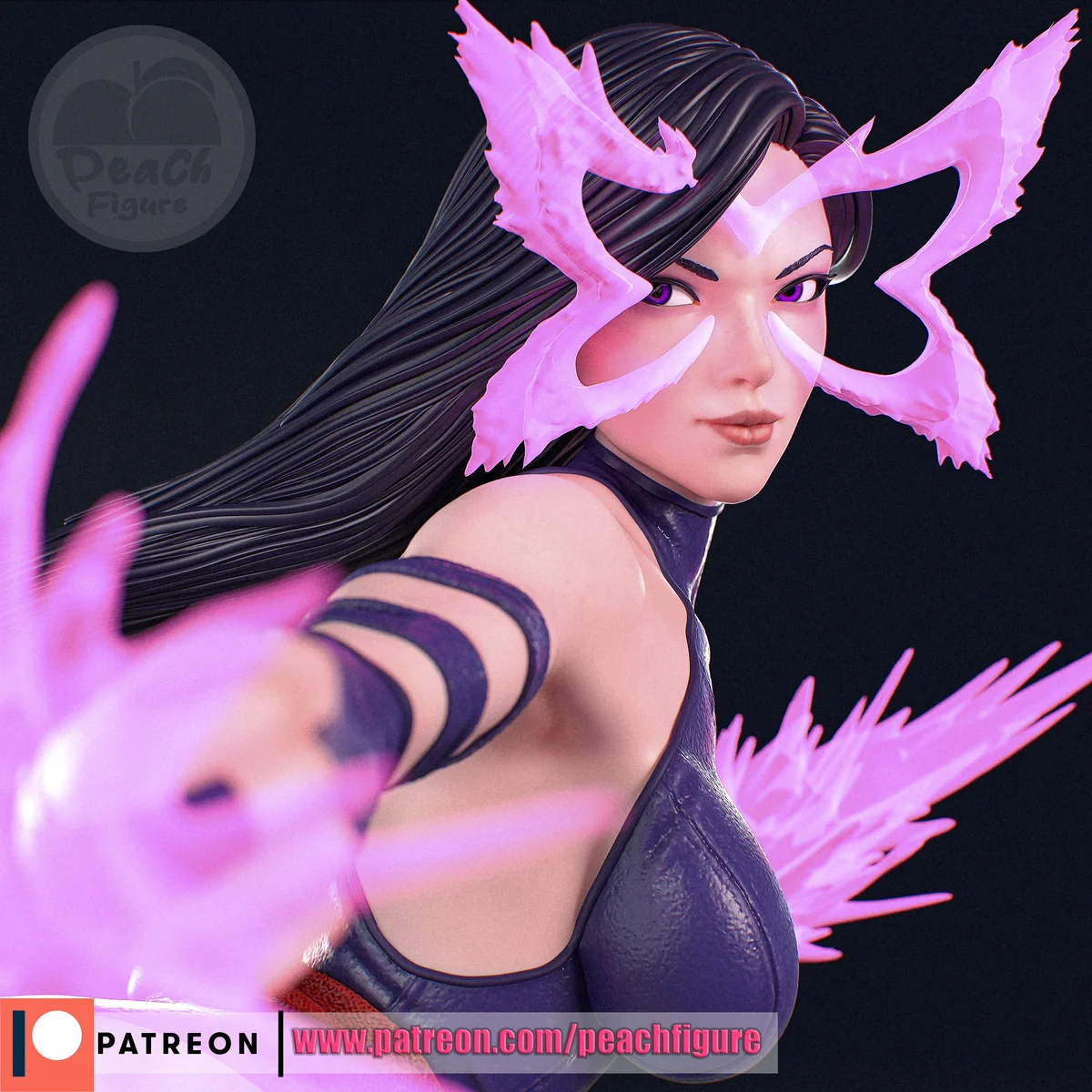 Psylocke | Fan Art | 3D Printed Resin Model Garage Kit | *Un-Painted* | Peach Figure 3