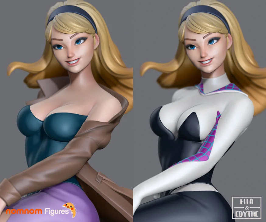 Mary Jane and Gwen Stacy | Fan Art | 3D Printed Resin Model Garage Kit | *Un-Painted* | Nomnom 5