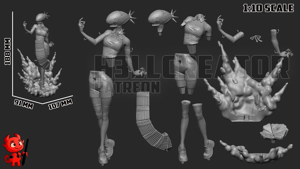 Reze | Fan Art | 3D Printed Resin Model Garage Kit | *Un-Painted* | H3LL Creator 13