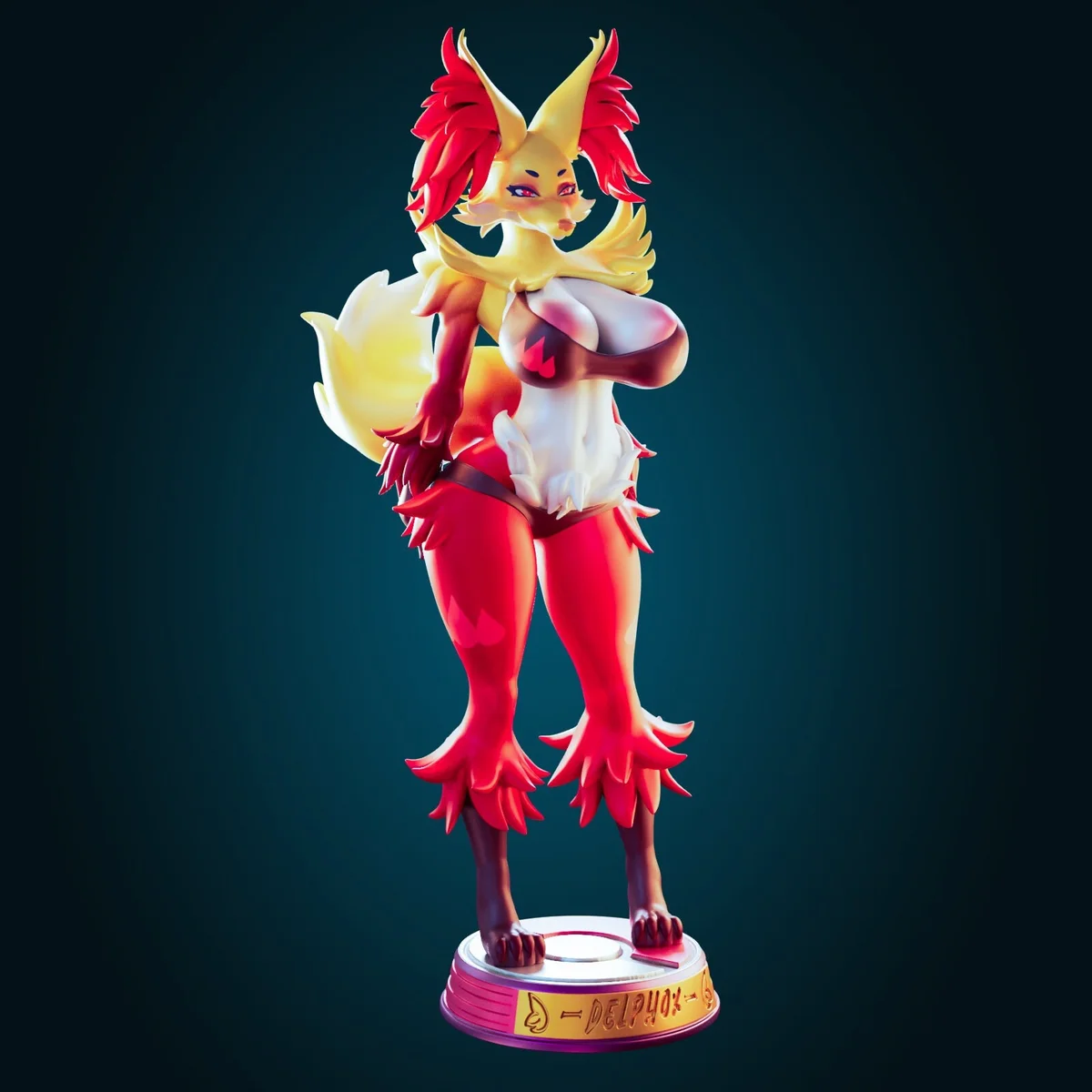 Delphox | Fan Art | 3D Printed Resin Model Garage Kit | *Un-Painted* | Officer Rhu