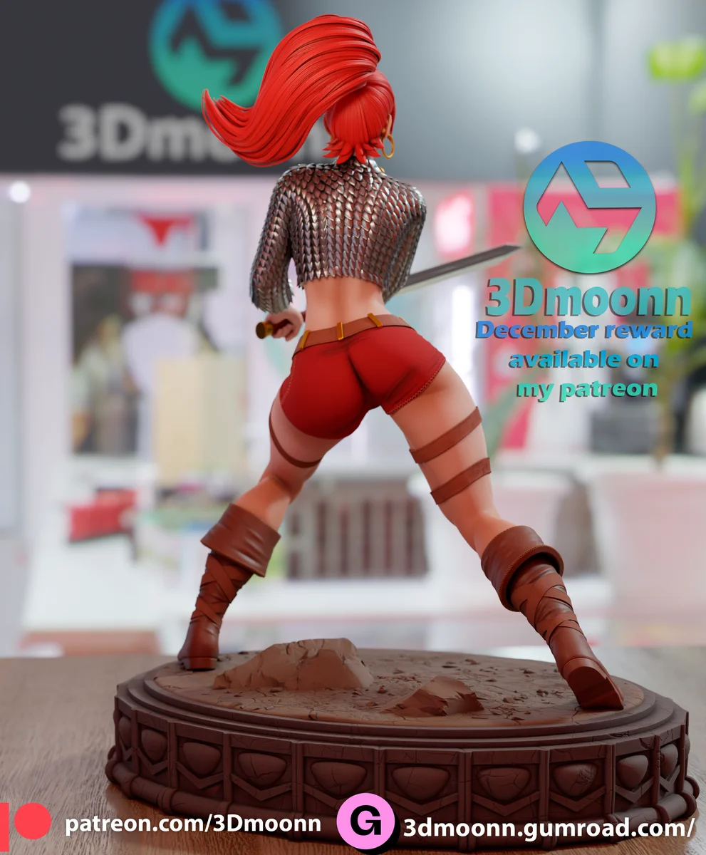 Red Sonja | Fan Art | 3D Printed Resin Model Garage Kit | *Un-Painted* | 3DMoonn 4