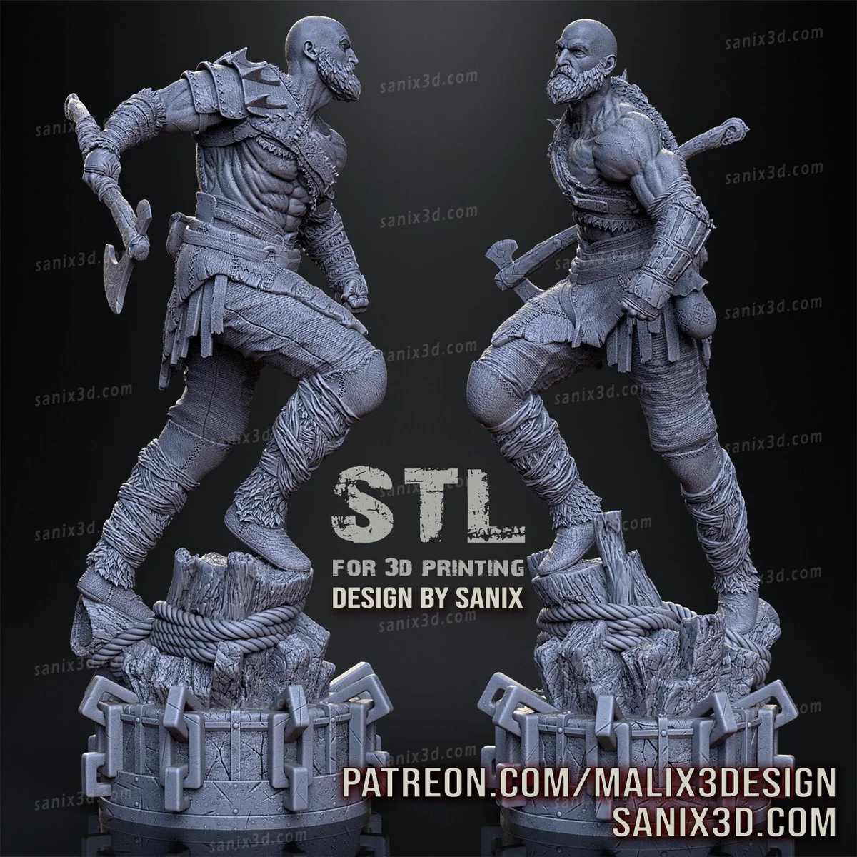 Kratos | Fan Art | 3D Printed Resin Model Garage Kit | *Un-Painted* | Sanix3D 6