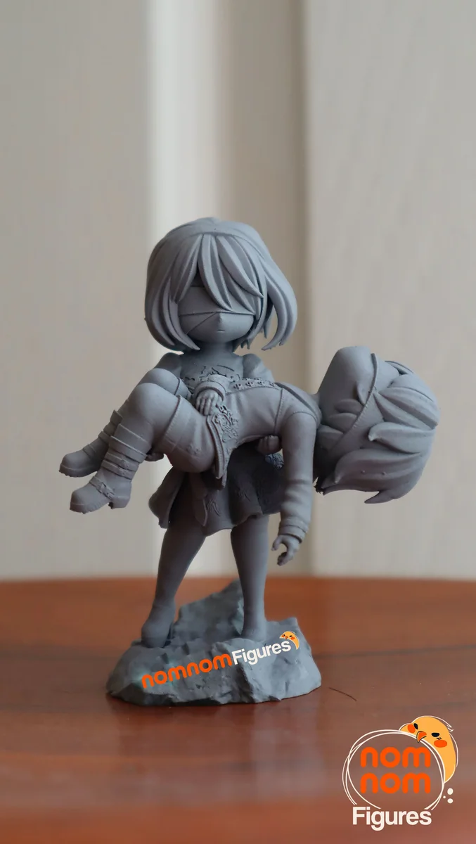 Chibi 2B and 9S | Fan Art | 3D Printed Resin Model Garage Kit | *Un-Painted* | Nomnom 3