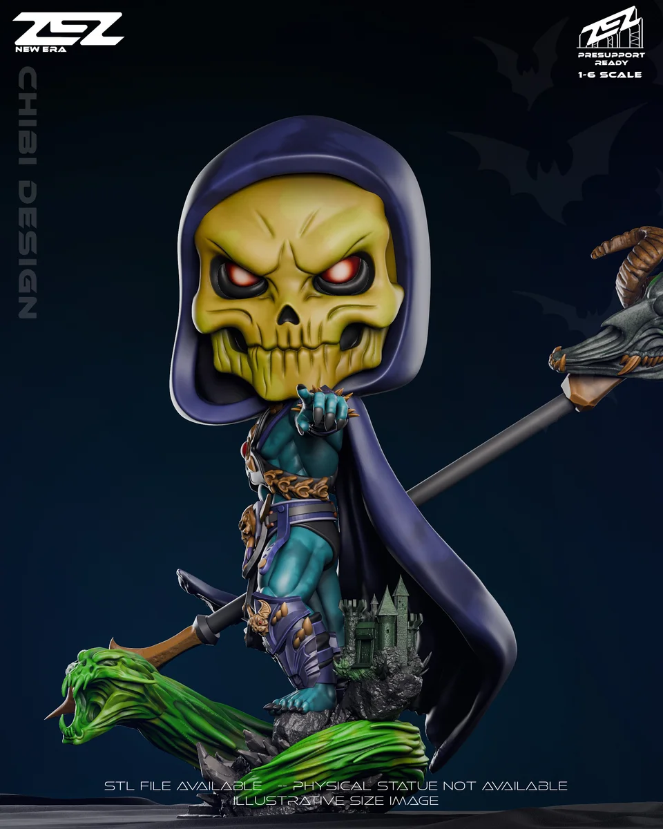Chibi Skeletor | Fan Art | 3D Printed Resin Model Garage Kit | *Un-Painted* | ZEZ Studio 3