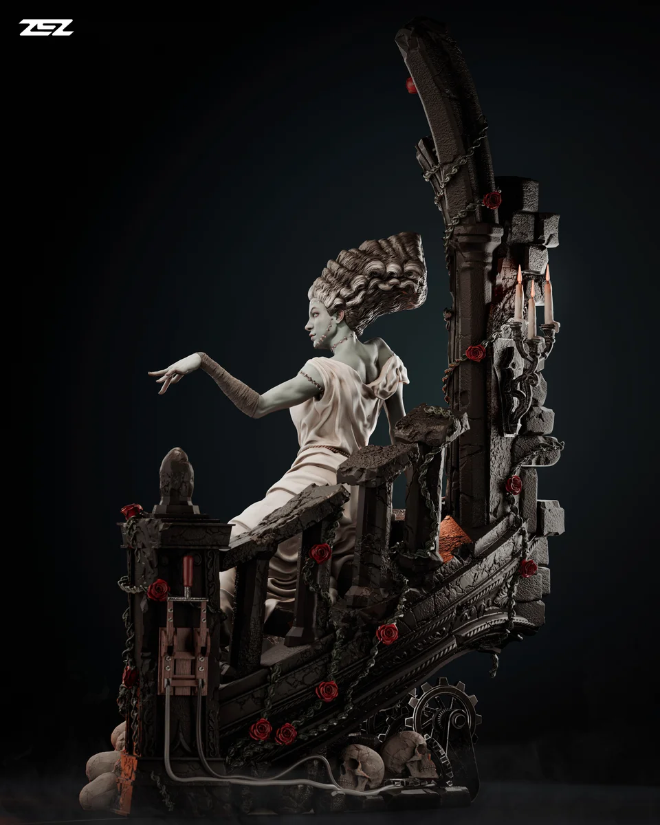 Bride of Frankenstein | Fan Art | 3D Printed Resin Model Garage Kit | *Un-Painted* | ZEZ Studio 3