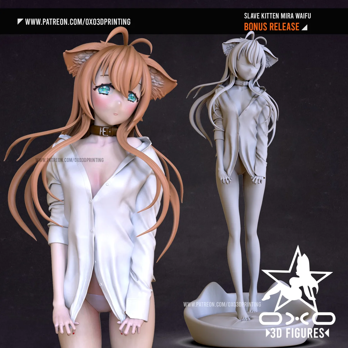 Slave Kitten Mira | Fan Art | 3D Printed Resin Model Garage Kit | *Un-Painted* | OXO3D 5