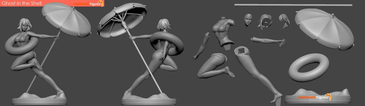 Motoko Kusanagi v01 | Fan Art | 3D Printed Resin Model Garage Kit | *Un-Painted* | Nomnom 4