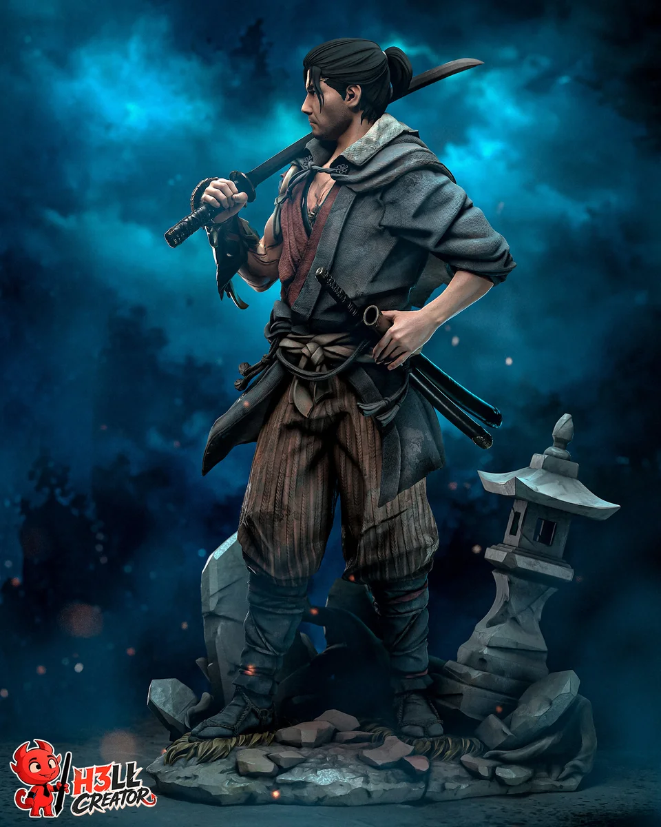 Musashi | Fan Art | 3D Printed Resin Model Garage Kit | *Un-Painted* | H3LL Creator 6