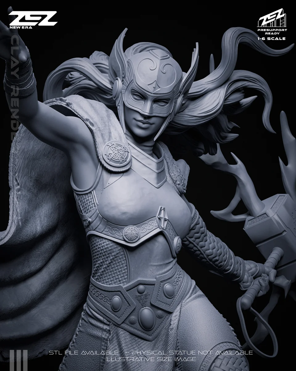 Lady Thor | Fan Art | 3D Printed Resin Model Garage Kit | *Un-Painted* | ZEZ Studio 8