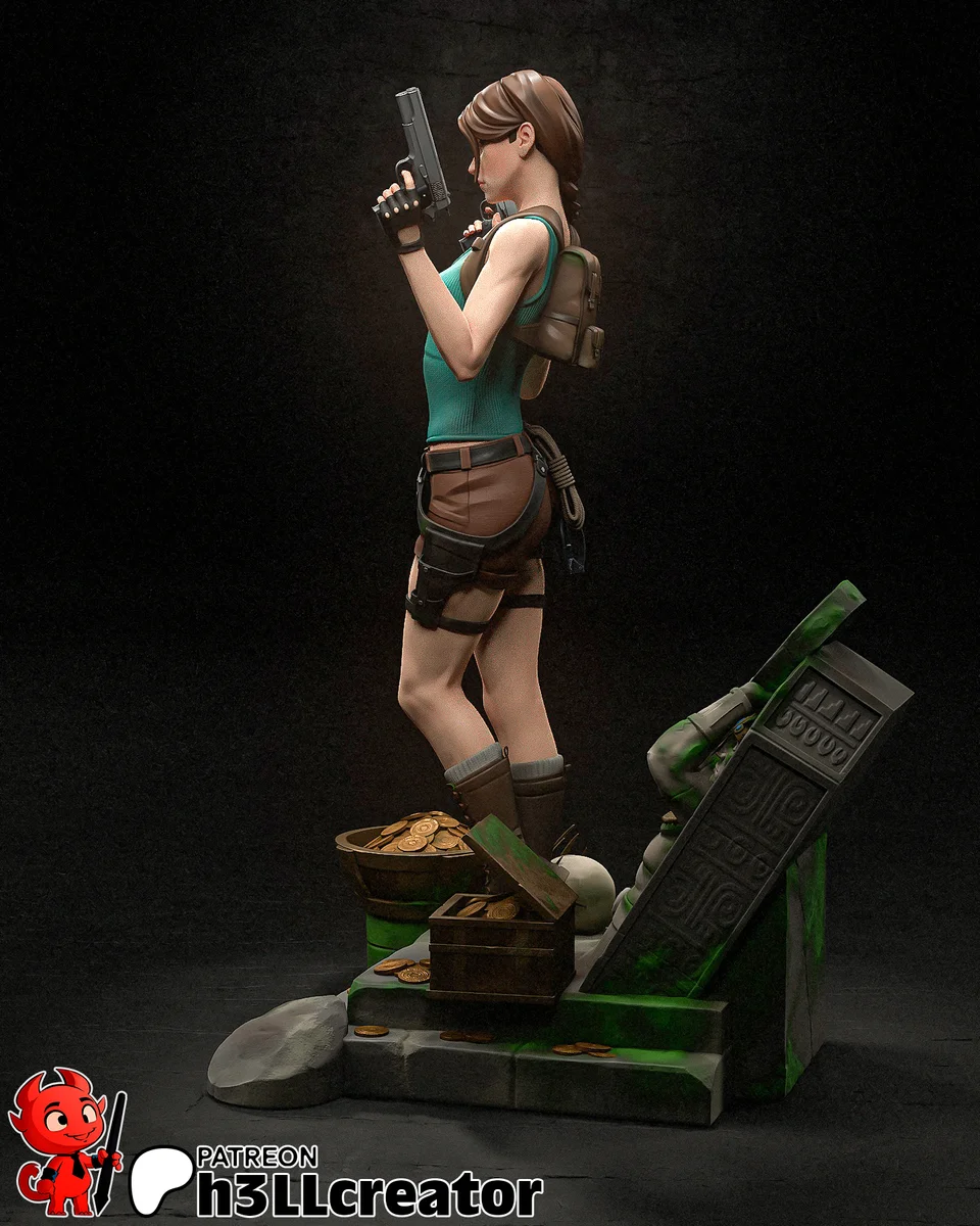 Lara Croft | Fan Art | 3D Printed Resin Model Garage Kit | *Un-Painted* | H3LL Creator 3