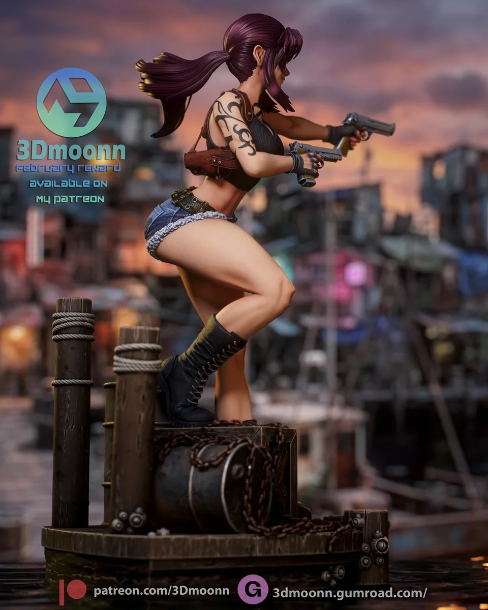 Revy | Fan Art | 3D Printed Resin Model Garage Kit | *Un-Painted* | 3DMoonn 6