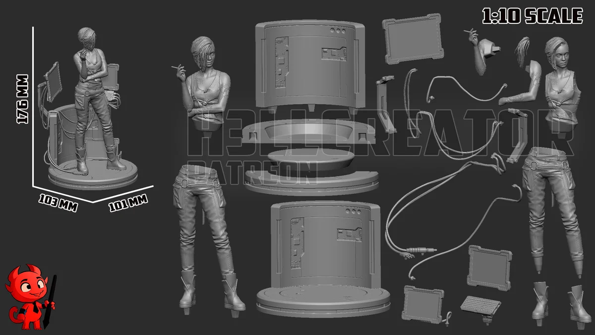 Judy Alvarez | Fan Art | 3D Printed Resin Model Garage Kit | *Un-Painted* | H3LL Creator 9