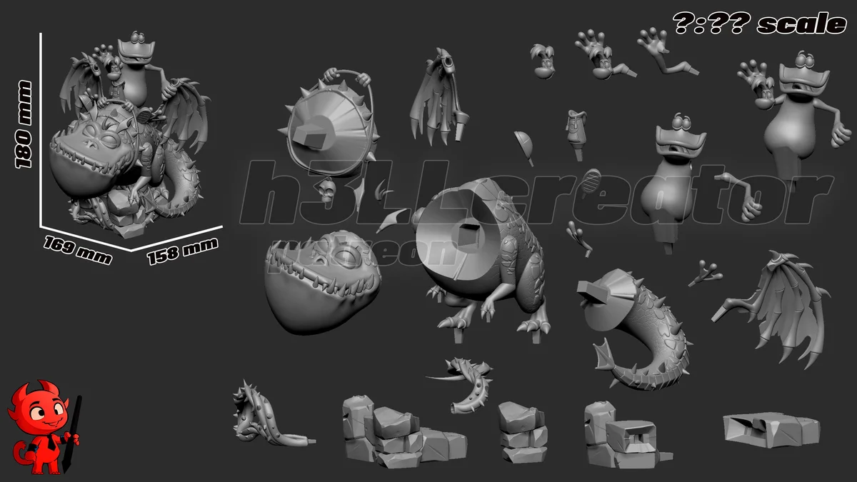 Rayman and Globox | Fan Art | 3D Printed Resin Model Garage Kit | *Un-Painted* | H3LL Creator 13