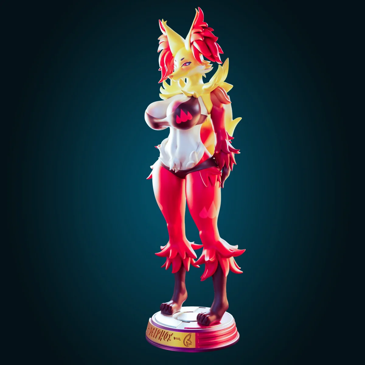 Delphox | Fan Art | 3D Printed Resin Model Garage Kit | *Un-Painted* | Officer Rhu 6