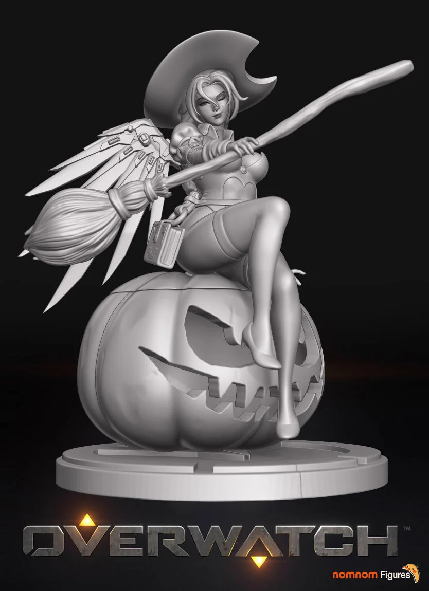 Mercy Witch | Fan Art | 3D Printed Resin Model Garage Kit | *Un-Painted* | Nomnom 3