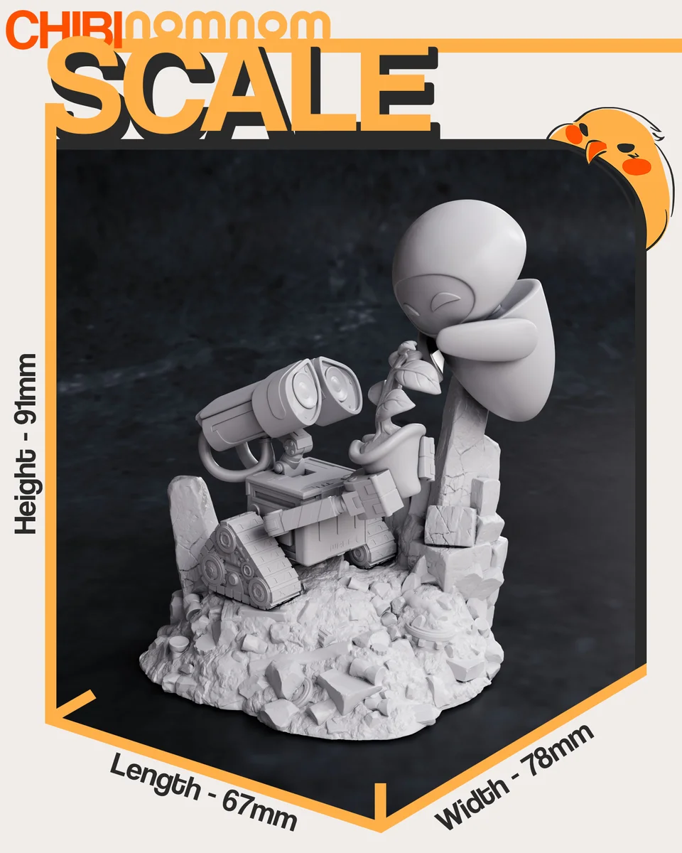 Chibi Wall-e and Eve | Fan Art | 3D Printed Resin Model Garage Kit | *Un-Painted* | Nomnom 4