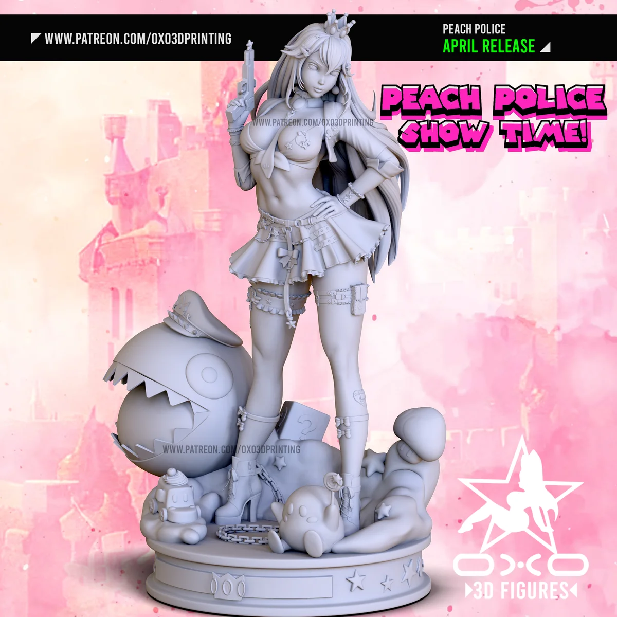 Peach Police | Fan Art | 3D Printed Resin Model Garage Kit | *Un-Painted* | OXO3D 5