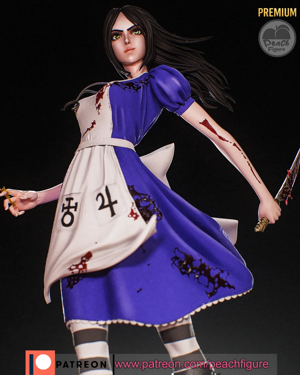 Alice Madness Returns | Fan Art | 3D Printed Resin Model Garage Kit | *Un-Painted* | Peach Figure 5