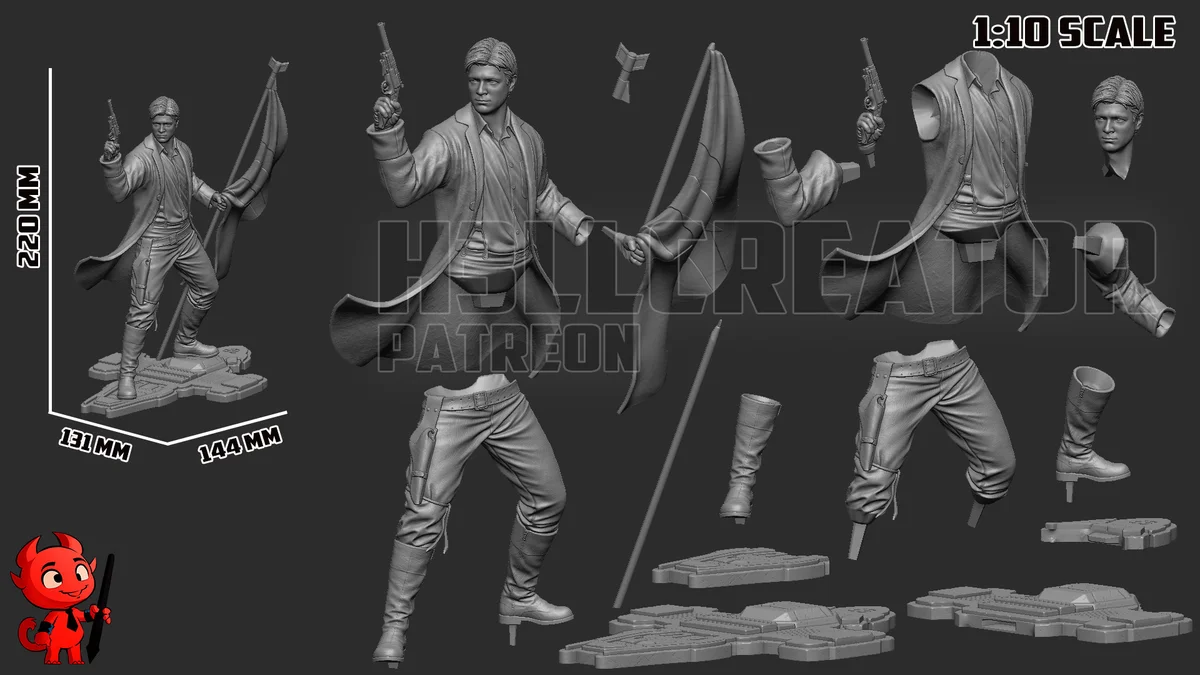 Captain Malcolm Reynolds | Fan Art | 3D Printed Resin Model Garage Kit | *Un-Painted* | H3LL Creator 13