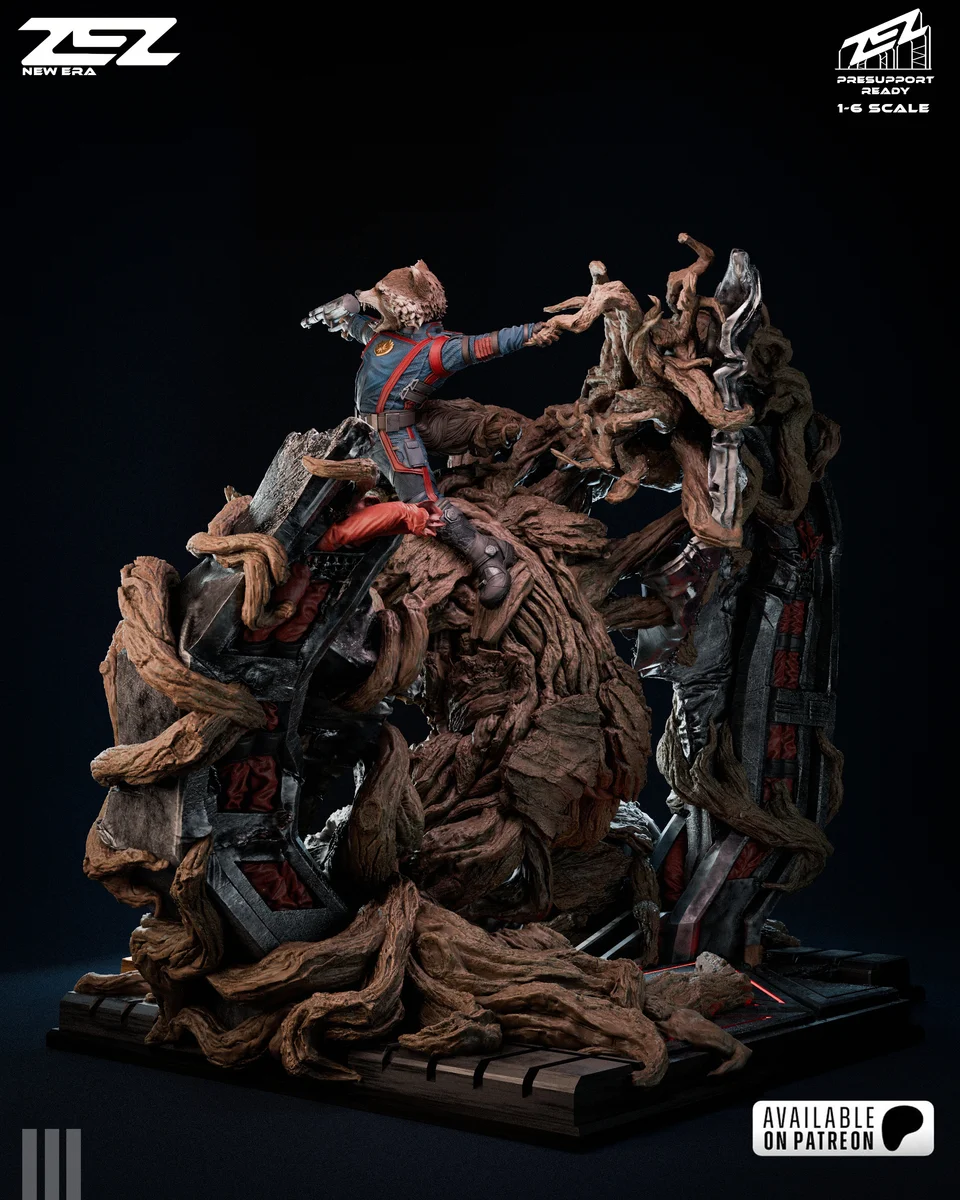 Groot and Rocket Diorama | Fan Art | 3D Printed Resin Model Garage Kit | *Un-Painted* | ZEZ Studio 9