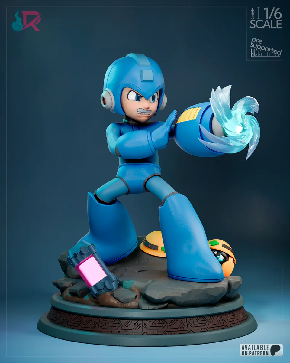 Megaman - Classic | Fan Art | 3D Printed Resin Model Garage Kit | *Un-Painted* | Rechtag 7