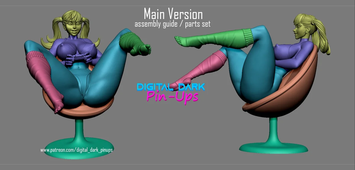 Gamer Girl 4 | Fan Art | 3D Printed Resin Model Garage Kit | *Un-Painted* | Digital Dark 4