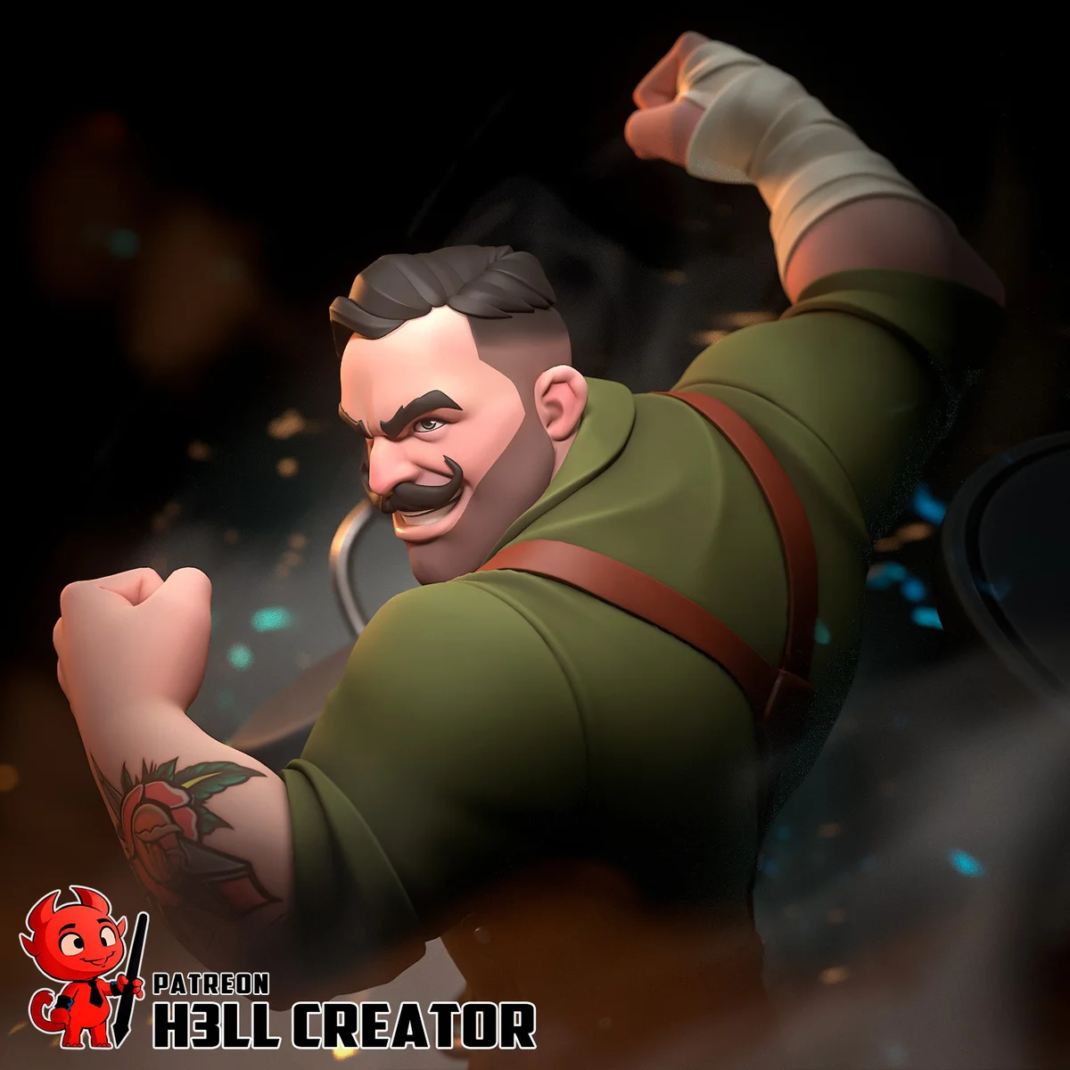 Punch Up | Fan Art | 3D Printed Resin Model Garage Kit | *Un-Painted* | H3LL Creator 6