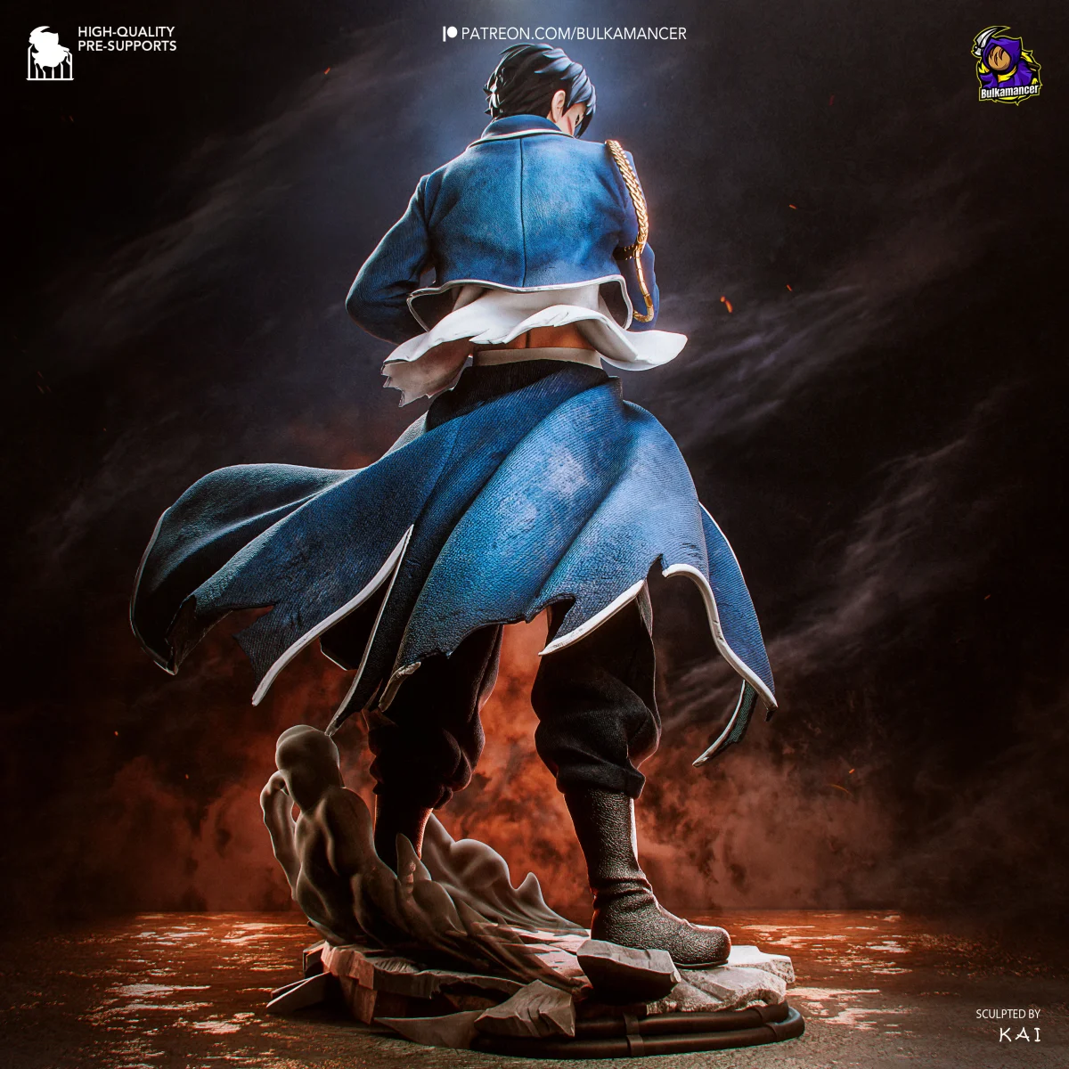 Singed Roy Mustang | Fan Art | 3D Printed Resin Model Garage Kit | *Un-Painted* | Bulkamancer 3