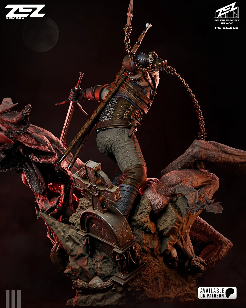 Geralt | Fan Art | 3D Printed Resin Model Garage Kit | *Un-Painted* | ZEZ Studio 8